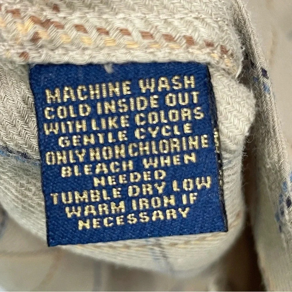 Vintage T. Harris‎ London L Long Sleeve Plaid Button Down Beige Tan - Picture 5 of 6